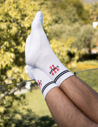 Organic Cotton Mid Crew Socks White