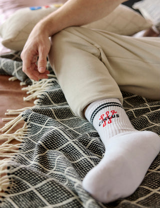 Organic Cotton Mid Crew Socks White