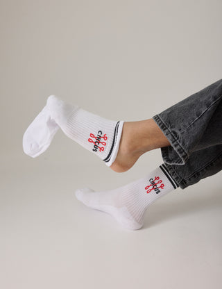 Organic Cotton Mid Crew Socks White